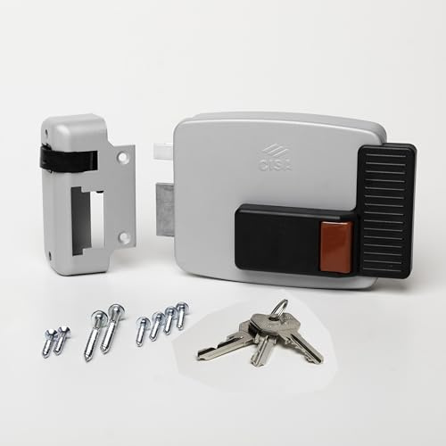 CISA - Cerradura eléctrica para aplicar 111611602N7 – Cerradura electromagnética CISA de acero pintado con botón interno – Cerradura puerta exterior eléctrica entrada 60 regulable – mano izquierda