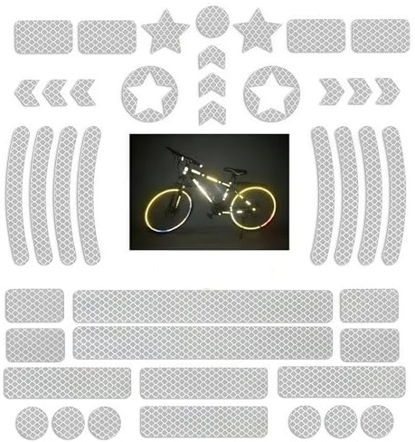 wangyun 42 Pcs 8-Shape Reflective Stickers, High Night Visibility Safety Tape, Helmet Bicycle Motorcycle Car Driveway Reflector Accessories
