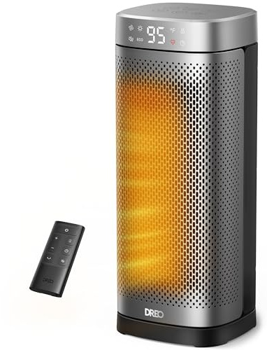 DREO Space Heaters for Indoor Use, Fast Heating Portable Heaters with Remote, Large PTC Ceramic Electric for Bedroom, 12H Timer, 70° Oscillation, Overheat Protection, 1500W Safety Heat for Home Office