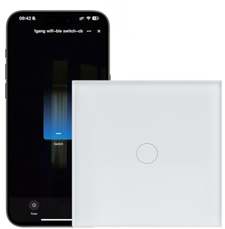 DewinLVD Alexa strömbrytare (neutral ledare krävs), WIFI Smart Touch ljusströmbrytare med glasruta kompatibel med Tuya Smart Life APP Alexa och Google Home 2,4 GHz 1 fack 1 vägs vit