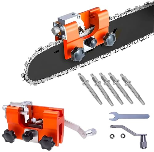 Lonwiner Affilacatene per Motosega, Kit Affilatura Catena Motosega con Tondino per Affilare, Arancione, per Tutti i Tipi di Motoseghe