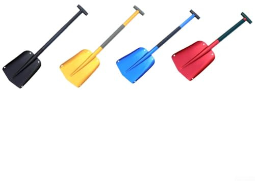 Pala de nieve telescópica de aleación de aluminio, plegable y ajustable de 63 a 82 cm, raspador de hielo ligero con bolsa de transporte para coche, camping y jardín, herramienta resistente (azul)