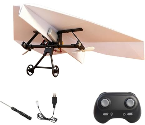 Bygg Ditt Eget RC Papperflygplan DIY-leksaksflygplan | Elektrisk fjärrstyrd flygmaskin För Pojkar Flickor Bakgård Camping Skola Födelsedag Picknick Gräsmatta