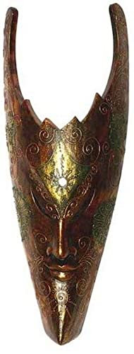 Wogeka - 50 cm Ethno Gold Wandmaske - aus Holz in Handarbeit geschnitzt, Deko Afrika Maske 36