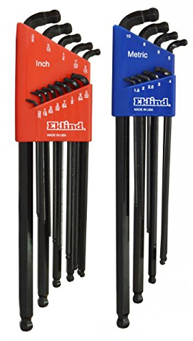 EKLIND 17222 Double-Ball-Hex L-Key allen wrench Combo- Extra Long Inch / MM (2 sets 22pc) Pack of 1, Sae & Metric