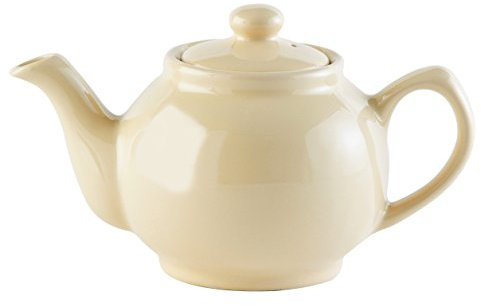 Price & Kensington Théière anglaise pour 2 tasses, en faïence de qualité supérieure, théière avec vernis brillant, beige crème, passe au micro-ondes et au lave-vaisselle, théière vintage