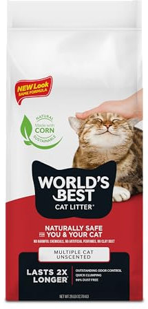 World's Best Cat Litter 28lb,Multiple Cat Unscented, 12.7 kg (Pack of 1)