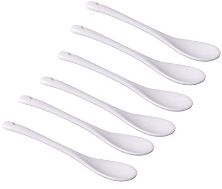 Tea spoons, 6, 12 o 18 cucchiai in porcellana, set in ceramica, colore: bianco, cucchiaio da servizio, cucchiaio, cucchiaino da tè, cucchiaio per uova bianco laccato
