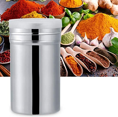 Saupoudreuse à Epices en Acier Inoxydable Distributeur Poudre Shaker Chocolat Tamiseur pour Farine Fine Sucre Cacao Utensiles de Cuisine(L)