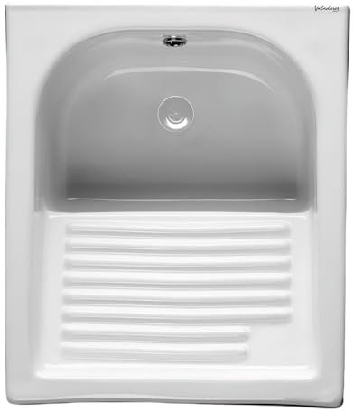 VALADARES Pila de Cocina Rectangular Clásica 45 x 52 x 26.5 cm Porcelana Blanca Sanitaria
