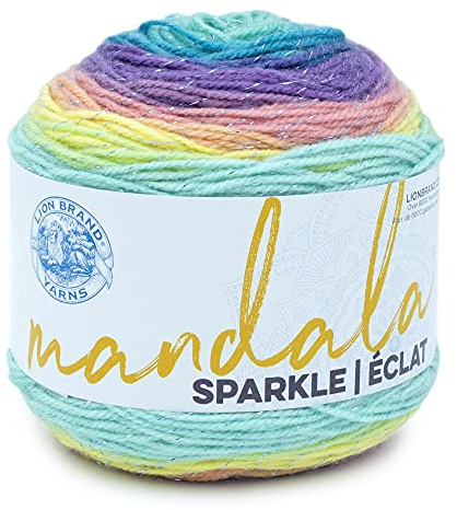 Lion Brand Yarn Mandala Sparkle - Hilo multicolor para tejer, ganchillo y manualidades, 1 paquete