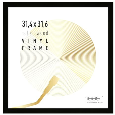 nielsen Schallplatten Rahmen, 31,4 x 31,6 cm, Holz, Schwarz, Vinyl Rahmen zum Aufhängen im Hoch- & Querformat, bruchsicheres Kunstglas, Vinyl Holz