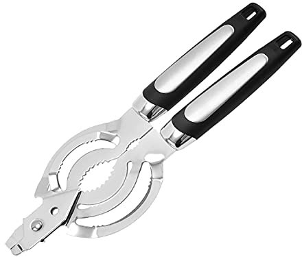 Manual sacacorchos, Abrelatas Multifuncional De Acero Inoxidable Abrelatas Y Abrebotellas,con tapa giratoria Abrelatas, Con Borde Liso Con Mango ErgonóMico Antideslizante, Para Personas Con Artritis