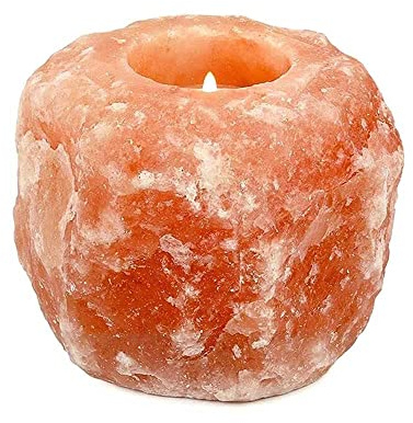 Pride of India Himalayan Pink Salt Tea Light Holder | Handcrafted Crystal Himalayan Rock Votive Candle Holder | Warm Amber Glow for Home Decor, Desk, Meditation & Yoga | Housewarming Gift
