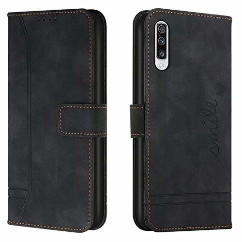 Lihondar Kompatibel mit Samsung Galaxy A70/ A70S Hülle, Handyhülle Samsung A70, A70S Leder Klappbar Schutzhülle Tasche Wallet Brieftasche Cover Flip Case für Samsung A70/ A70S Klapphülle(Schwarz)