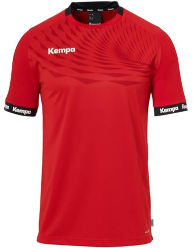 Kempa Wave 26 Shirt Jungen Sportshirt Kurzarm T-Shirt Funktionsshirt Handball Gym Fitness Trikot - elastisch und atmungsaktiv, Rot/Chilirot, 128