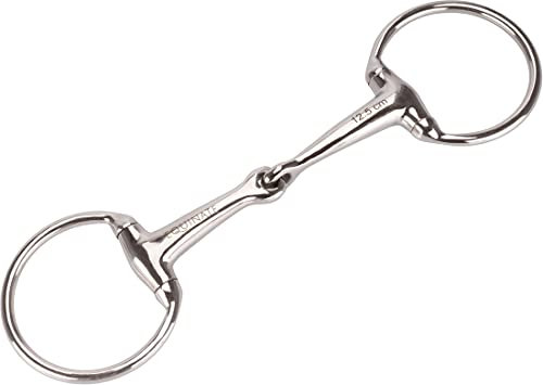 Equinate Olivenkopfgebiss Edelstahl 16mm einfach gebrochen 16,5cm - Anatomisch geformtes maulfreundliches Gebiss mit sanfter Einwirkung - Lasergravierte Größenangabe