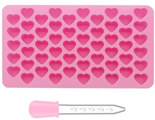 1 molde de silicona en forma de corazón, 1 cuentagotas, molde mini poroso, molde de chocolate, molde de caramelo, plantilla de horneado DIY, se puede utilizar para hacer alimentos y manualidades
