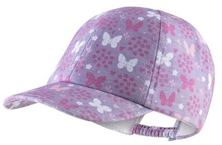 Sterntaler Basecap Blumen - Mädchen Schirmmütze mit Schmetterlingen und Blumendruck - Sommer Baseball Cap mit Gummizug - Sportive Baby und Kinder Schirmkappe, UV-Schutz 50+, Flieder, Größe 49