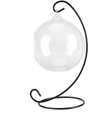 Jarrón colgante de cristal grande con marco para plantas de aire, macetas suculentas, decoración elegante