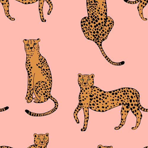 VEELIKE Pink Leopard Wallpaper Peel and Stick Exotic Cheetah Wallpaper for Bedroom Bathroom Nursery 44.5 cm x 300 cm Pink Animal Wall Paper Patterned Contact Paper for Accent Wall Removable