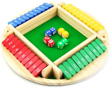 Qcdou Shut The Box Spiel, Würfelspiel für 4 Spieler, Holz Brettspiel, Mathematik Lernspielzeug, Klassische Tischspiele für Klassenzimmer, Traditional Pub Board Würfelspiel, zum Kinder/Erwachsene(C)