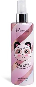 IDC INSTITUTE - Brume Corporelle Scintillante - Mûre et Pêche - Éclat Radieux et Douceur Instantanée - 250 ml - Flacon Décoré d’un Panda - Pour Femme et Adolescente