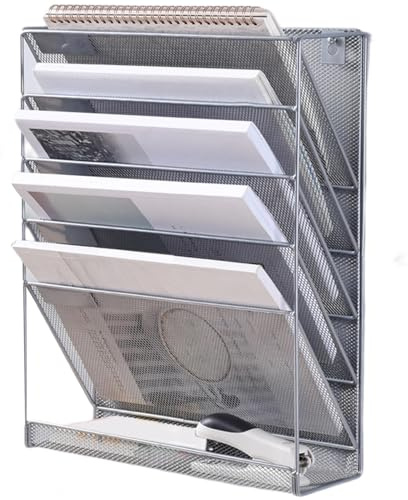 Ceprznvey Väggfilorganisatör, skrivbordsarkivställ, 4-nivåers pappersförvaring, platsbesparande design, robust järnkonstruktion, bärbar för skrivbord eller hemmabruk, 30 x 12,6 cm x 30 cm