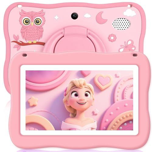Kids Tablet 7IN Toddler Tablet for Kids, Children Tablets for Toddlers with Parental Controls, Camera, Shockproof Case, Kids Learning Apps Pre-installed Kid’s Educational Tablets for Boy Girl (pink)