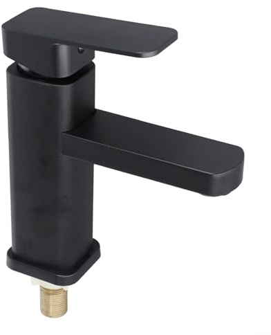 SiSinkal Robinet d'évier de Salle de Bain Noir à poignée Unique - Robinet d'eau Froide en Acier Inoxydable 304 - Mélangeur de lavabo résistant à l'eau Douce pour la Maison et l'hôtel