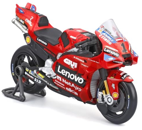 Maisto - Ducati Lenovo Team 2024 Bagnaia #1, Scala 1:18, Moto Diecast da Collezione con Dettagli Realistici, Licenza Ufficiale Ducati, Replica MotoGP Francesco Bagnaia, Età Consigliata 3+ Anni