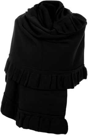MAPIMANIA - Stola Elegante Donna in Lana, Sciarpa invernale color nero, Scialle Made in Italy, Coprispalle per inverno, Mantella calda