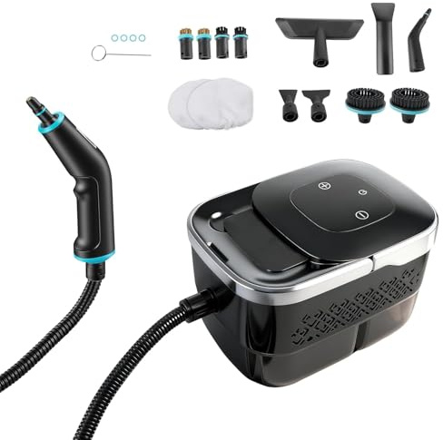 Limpiedor de vapor 2500W, presión de vapor 4 bares, limpiador de vapor multiusos, limpiador de vapor de mano, tanque: 1,25L, limpiador de vapor de alta presión con juego de limpieza para suelos