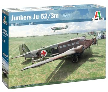 Italeri 0102 1:72 Ju-52/3 m - Kit per modellismo, costruzione a pavimento, fai da te, hobby, incollaggio, kit di costruzione in plastica, fedele ai dettagli, militare, multicolore