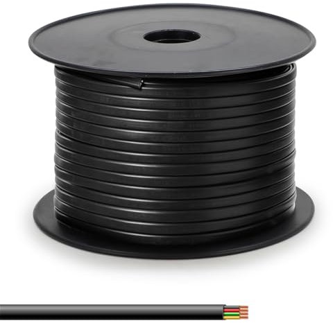 Waytex 36100 Câble téléphonique Plat Noir 4 conducteurs Bobine 100m pour Connexion téléphonique RJ11