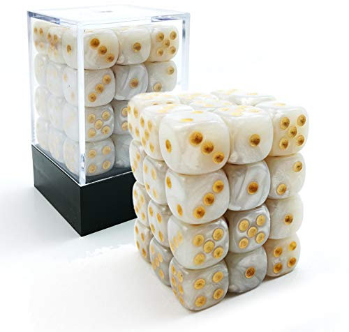 Bescon Würfel w6 12mm 36er Brick Box, 12mm Six Sided Die (36) Block of Dice, Marmor Pearl White