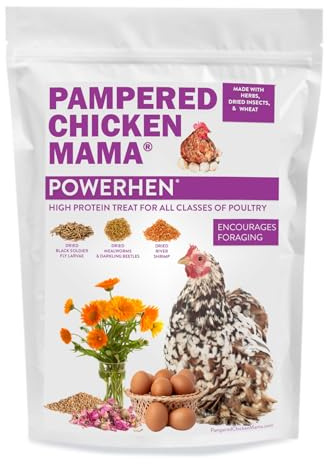 Backyard Chicken High Protein Herbal Treat with Dried River Shrimp, Black Soldier Fly Larvae, Mealworms, Basil, Hibiscus Flowers, Rose Petals (PowerHen) (8 pounds)