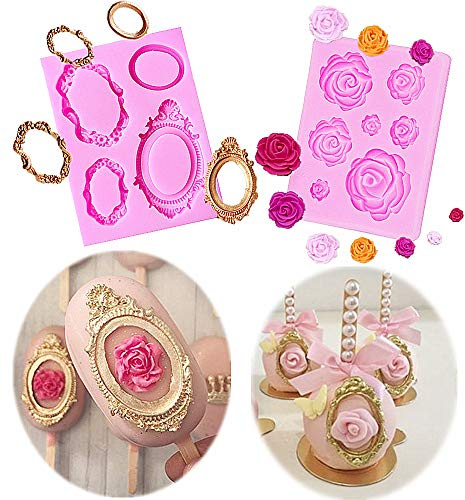 JeVenis Molde Flor de Rosa para Cake Pop Decoración de Pastel Flor de Rosa Decoración de Cupcake Flor de Rosa