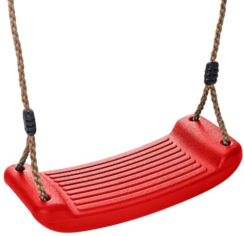 Garden Swing Seat for Children – Durable Kids Swing with Adjustable Rope, Weather-Resistant Plastic Outdoor Playground Accessory | Climbing Frame Accessories RED