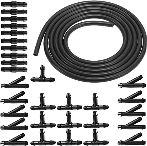RUNCCI-YUN Universal 3m Car Windshield Washer Hose Kit, with 30Pcs Hose Connector, Universal Windscreen Hose with Hose Connector, Silicone Rubber Tube Air Hose Connect Car Water Pump and Nozzles