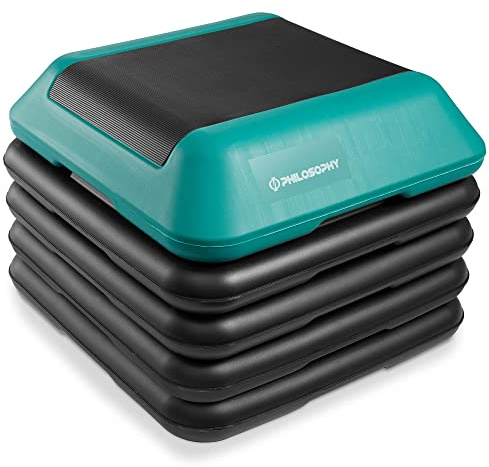 Philosophy Gym Aerobic Exercise Adjustable High Step Platform, with 4 Risers Included - Green