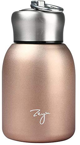 Piccola bottiglia d'acqua termica isolata sotto vuoto, mini bottiglia d'acqua termica, a prova di perdite, per casa, all'aperto, viaggi, sport, 280 ml (colore oro rosa)