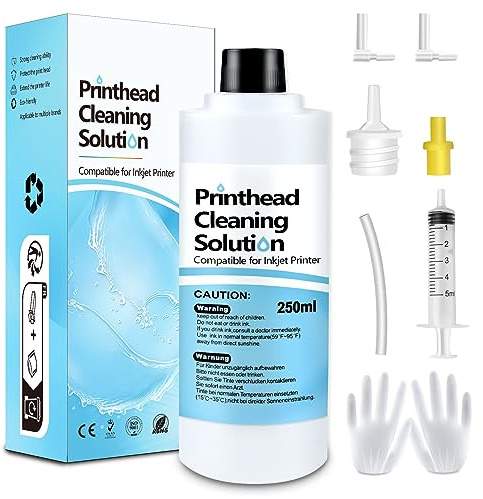 Printhead Cleaning Kit Inkjet Printer 250mL, Printer Cleaning Kit for Epson Ecotank, Print Head Cleaner Solution for HP Printhead, Print Head Cleaner for Canon G3070 G3020 Print Head Cleaner Solution