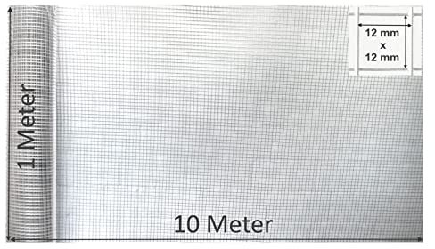 EXCOLO Volierendraht 100cm hoch, 10m Rolle, verzinkter Gitterdraht 12x12mm Masche, Drahtzaun für Hasenstall, Kaninchen, Voliere, Käfig, Kleintiere, Hühner, Rankhilfe, Nagetiere Outdoor