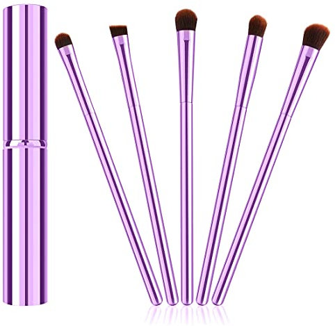 5 pcs Augenpinsel Set Augen Make-up Pinsel Set,Professional Pinselset Makeup Brushes Set,Lidschatten Pinselset Eyeshadow Augen Pinsel,für Lidschatten Eyeliner(Lila)