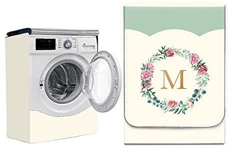 Odot Copri Lavatrice Esterni, Coprilavatrice da Esterno Impermeabile, Copertura per Lavatrice e Asciugatrice con Aperture Frontali, Antipolvere Anti Sunlight Antimacchia (Corona di Rose,M)