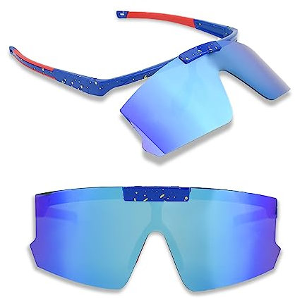 Auptiz Sonnenbrille,Outdoor Sport Schutzbrille,Einstellbar 90° Fahrradbrille Lens,UV400 Schutz Sportbrille,Sonnenbrille Herren UV Schutz Radsportbrillen für Damen Sportbrille