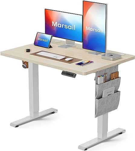 Marsail Höhenverstellbarer Schreibtisch, Elektrischer Höhenverstellbarer Schreibtisch mit Storage Tasche, Stehpult für Home Office Computertisch…