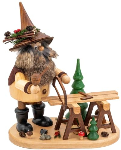 Drechselwerkstatt Uhlig DWU | Räuchermännchen Räuchermann aus dem Erzgebirge | Weihnachten Weihnachtsdeko Handwerkskunst | Erzwichtel 26 cm | Bergzimmermann
