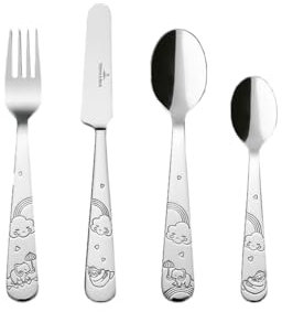 Villeroy & Boch – Boho Kids Walk like an elephant Kinderbesteck Set 4 teilig Silber/Platin, Spülmaschinenfest, Besteck Kind, Essbesteck Kinder, Gabel, Löffel, Messer, Besteckset Kinder, Edelstahl